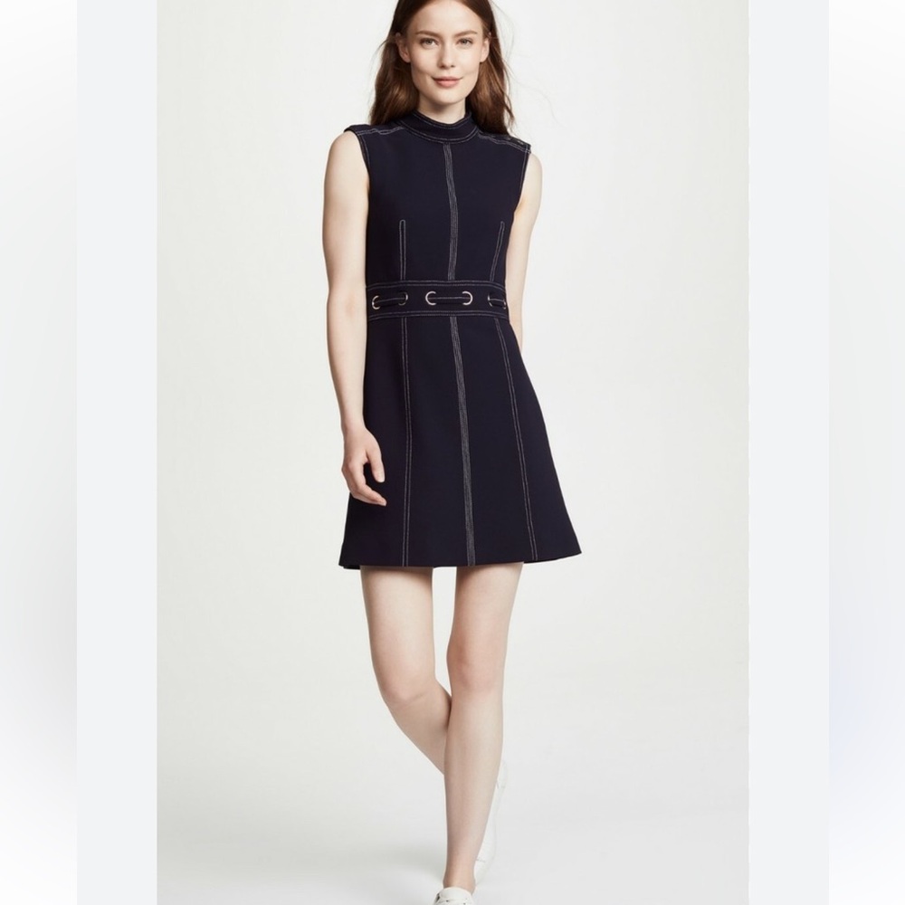 Veronica Beard Sleeveless Nico Shift Dress with Waist Grommet Sz 8 Contrast